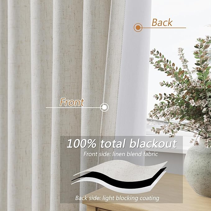 Guken 100% Blackout Boho Curtains 80 Inch Long 2 Panels Set for Living Room Bedroom Back Tab Room Darkening Winter Thermal Insulated Black Out Drapes Window Curtain, 52x80