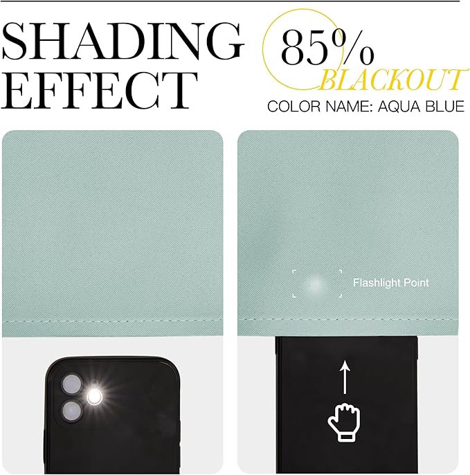NICETOWN Blackout Curtains for Living Curtains, Aqua Blue, 2 Panels, 42 by 72, Room Darkening Window Curtain Panels, Easy-Care Solid Thermal Insulated Draperies/Drapes for Daughter Room