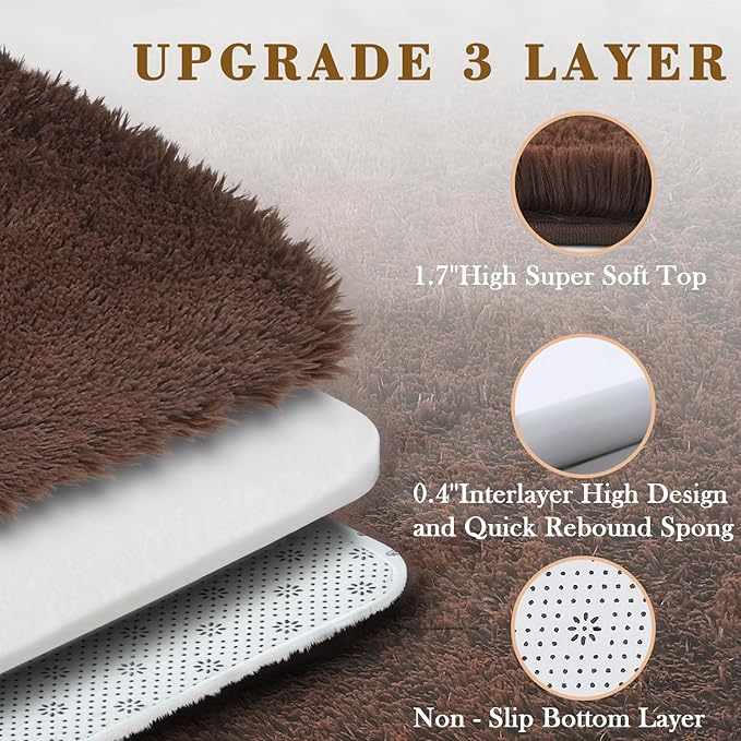 Rugs for Bedroom 4x6, Alfombras para Salas Shag Large Plush Soft Area Rug, Shaggy Carpets for Livingroom, Kids Boys Girls Home Decor Aesthetic(Coffee, 4 x 6)