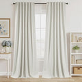 RYB HOME Ivory White 100% Blackout Curtains for Bedroom, Linen Drapes Back Tab&Rod Pocket, Thermal Insulated Privacy Assurd Curtains for Sliding Glass Doors/Dining/Living Room, W52 x L96, 2 Panels