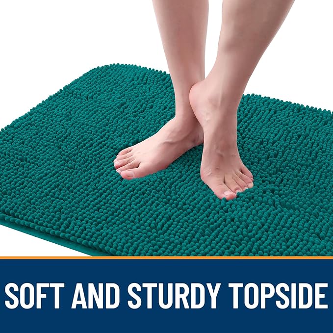 OLANLY Dog Door Mat for Muddy Paws 59x35, Absorbs Moisture and Dirt, Absorbent Non-Slip Washable Doormat, Quick Dry Chenille Mud Mat for Dogs, Entry Indoor Entryway Carpet for Inside Floor, Lake Blue