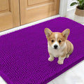 OLANLY Dog Door Mat for Muddy Paws 24x16, Absorbs Moisture and Dirt, Absorbent Non-Slip Washable Doormat, Quick Dry Chenille Mud Mat for Dogs, Entry Indoor Entryway Carpet for Inside Floor, Purple