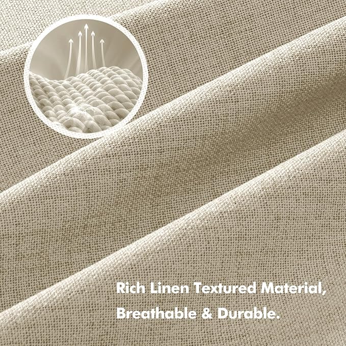 MIULEE 100% Blackout Linen Curtains for Bedroom, Cobblestone Solid Luxury Decor Thermal Insulation Room Darkening Drapes for Living Room Nursery Back Tab Rod Pocket 42 x 72 Inches, 2 Panels