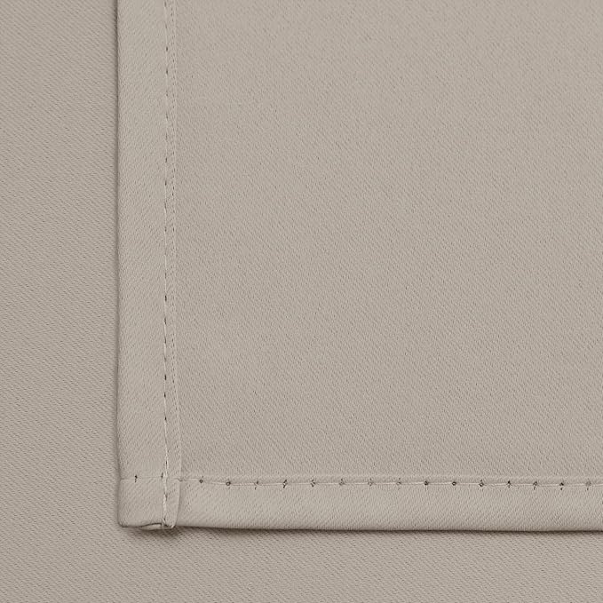 Yakamok Blackout Curtains Room Darkening Thermal Insulated Window Panels,Solid Grommet Top Drapes for Bedroom/Living Room(52Wx90L, Natural, 2 Panels)