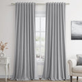 Guken Grey 100% Blackout Curtains 90 Inch Length 2 Panels Set for Living Room Bedroom Back Tab Thermal Insulated Black Out Linen Drapes Room Darkening Window Curtains 90 Inches Long