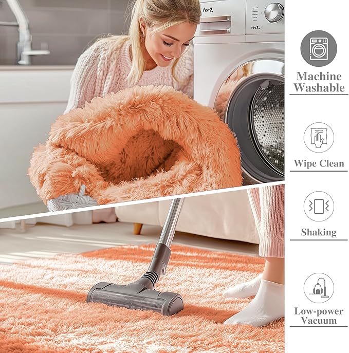 OLANLY 5x7 Machine Washable Large Area Rugs for Living Room, Bedroom, Soft Fluffy Shaggy Bedside Rug, Indoor Floor Carpet for Kids Girls and Boys, Dorms, Nursery, Home Decor Aesthetic, Muted Orange