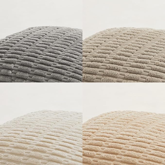 Fancy Homi 4 Packs Neutral Long Lumbar Decorative Throw Pillow Covers 16x24 Inch for Living Room Couch Bed, Boho Home Decor, Soft Striped Corduroy Rectangle Accent Grey Cushion Case 40x60 cm