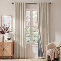 RYB HOME Warm Sand 100% Blackout Curtains for Bedroom, Linen Drapes Back Tab&Rod Pocket, Thermal Insulated Privacy Assurd Curtains for Sliding Glass Doors/Dining/Living Room, W52 x L102, 2 Panels