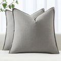 MIULEE Decorative Linen Pillow Covers 18x18 Inch Light Gray Boho Farmhouse Neutral Couch Throw Pillows for Bed Pack of 2 Accent Modern Pillowcase Sofa Livingroom Home Decor