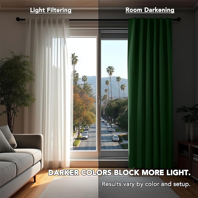 Deconovo Blackout Curtains, Thermal Insulated, W52 x L45 2 Panels, Back Tab, Machine Washable, Room-Darkening Drapes for Bedroom/Living Room Dark Forest