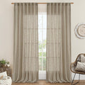 LAMIT Linen Semi Sheer Curtains 96 inches Long 2 Panels Set, Light Filtering Panels Back Tab and Rod Pocket Floor to Ceiling Curtains for Bedroom/Living Room, Taupe, 52 x 96 Inch