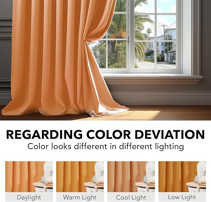 Deconovo Blackout Curtains for Kitchen Window Back Tab and Rod Pocket Curtains Room Darkening Curtains 52Wx45L Inch Orange Flame 2 Panels