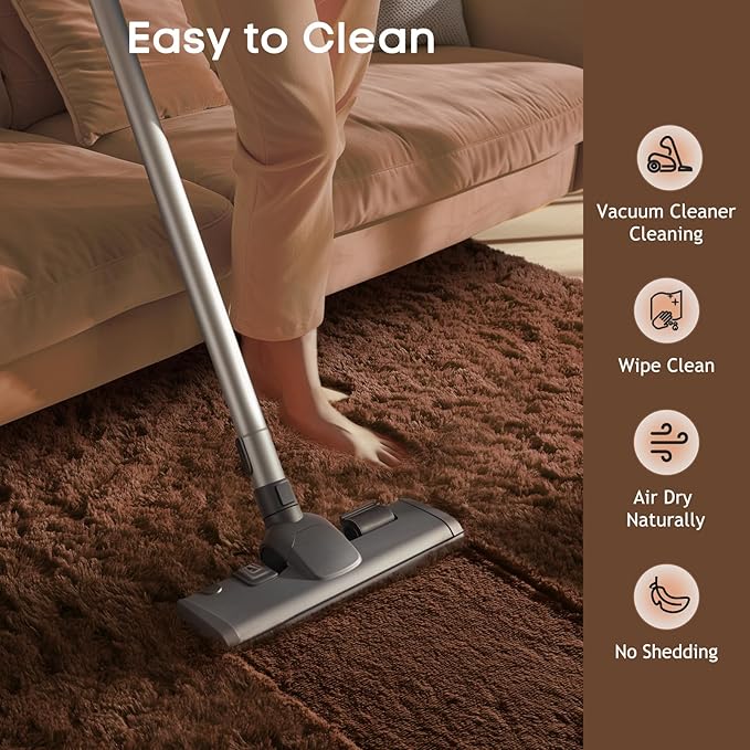 Ophanie 8x10 Brown Area Rugs for Living Room, Large Shag Bedroom Carpet, Big Indoor Thick Soft Shaggy Nursery Rug, Fluffy Carpets for Boy and Girls Room Dorm Home Decor Aesthetic