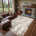 UERMEI 10x12 Area Rug Living Room Rugs - Washable Neutral Modern Abstract Soft Thin Rug Indoor Floor No Slip Rug Carpet for Bedroom Under Dining Table Home Office Decor - Brown/Grey/Beige