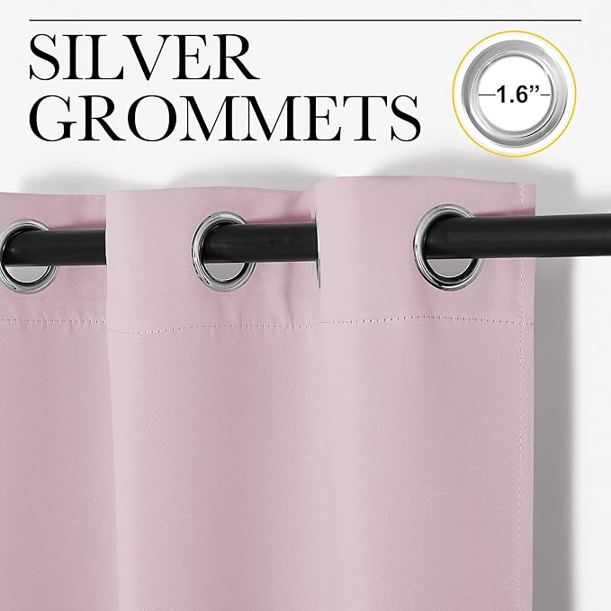 NICETOWN Room Darkening Drapes for Nursery - Light Blocking Curtain Panels for Bedroom Girl Room, Soft Fabric Window Treatment (Lavender Pink, 42 inches Width by 90 inches Length, 1 Pair)