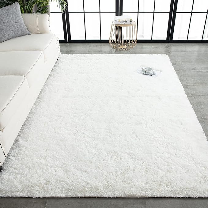 TWINNIS Super Soft Shaggy Rugs Fluffy Carpets 10x14 Feet, Indoor Modern Plush Area Rugs for Living Room Bedroom Kids Room Nursery Home Decor, Upgrade Anti-Skid Fuzzy Rug, Cream White