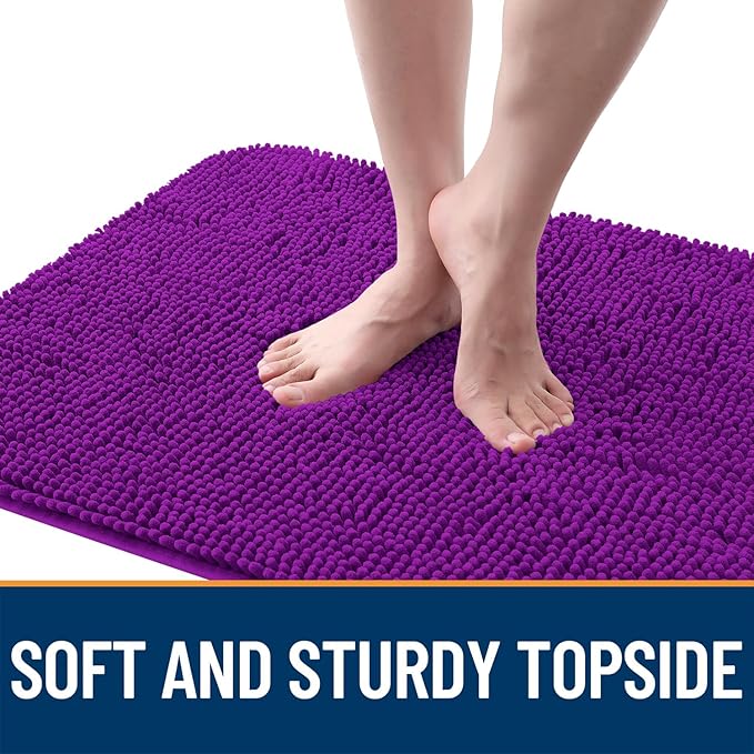 OLANLY Dog Door Mat for Muddy Paws 44x24, Absorbs Moisture and Dirt, Absorbent Non-Slip Washable Doormat, Quick Dry Chenille Mud Mat for Dogs, Entry Indoor Entryway Carpet for Inside Floor, Purple