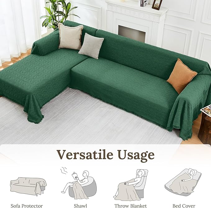 HOMERILLA Christmas Couch Covers,Sectional Couch Covers L Shaped Sofa Cover Blanket 2 Pieces L Shape Sofa Decoration Protector for Pets Dogs(Vintage Green, XXX-Large)