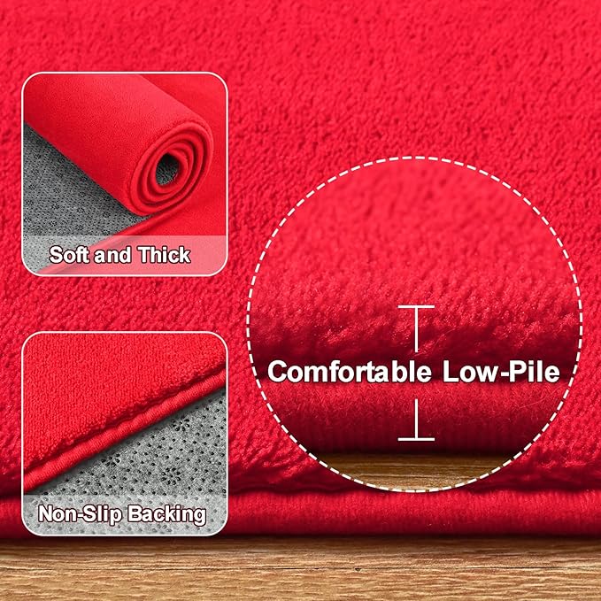 Amearea Large Modern Area Rugs for Bedroom Living Room, 5x8 Feet Red Thickened Memory Foam Rug, Fluffy Indoor Washable Rugs Non Slip Minimalist Carpet for Boys Girls Dorm Nursery Room Decor