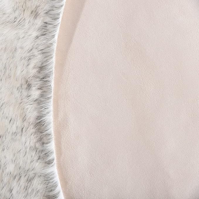ORINOVA Grey and White Plush Shag Washable Rugs for Bedroom Faux Sheepskin Fur Furry Carpet for Living Room 2x6 Nursery Rug Runner