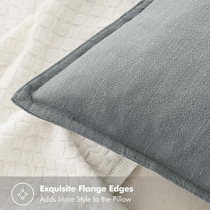 MIULEE Decorative Linen Lumbar Pillow Covers 12x20 Inch Gray Boho Farmhouse Neutral Couch Throw Pillows for Bed Pack of 2 Accent Modern Pillowcase Sofa Livingroom Home Decor