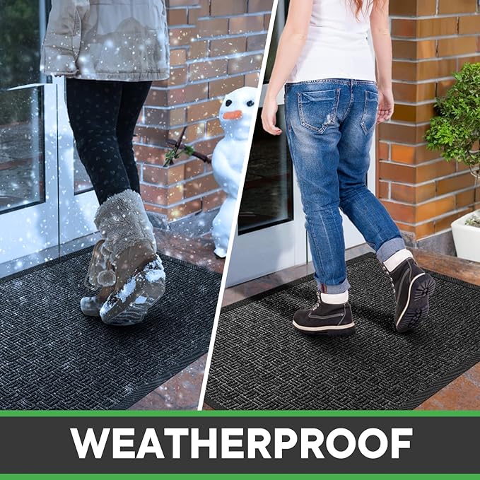 Mibao Front Door Mat, Heavy Duty Durable Welcome Mat for Outdoor Indoor, Dirt Trapper Waterproof Super Absorbent Door Mat for Entryway Outside Patio Porch, 73" x 46", Gray