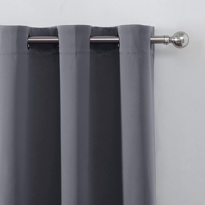 LEMOMO Grey Thermal Blackout Curtains/38 x 84 Inch/Set of 2 Panels Room Darkening Curtains for Bedroom