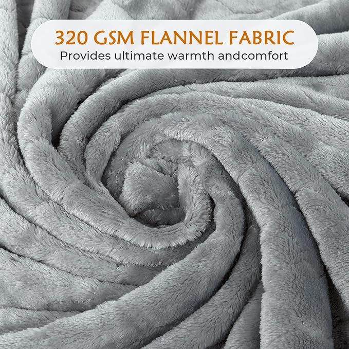TOONOW Fleece Blanket Twin Size -320GSM Lightweight Fuzzy Soft Textured Flannel Blankets for Couch, Sofa, Bed, 60x80 inchs,Light Grey