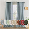 MIULEE Dusty Blue Linen Curtains 90 Inch Long 2 Panels for Bedroom Living Room, Soft Thick Linen Textured Window Drapes Semi Sheer Light Filtering Rod Pocket Back Tab Light Blue Burlap Look Decor
