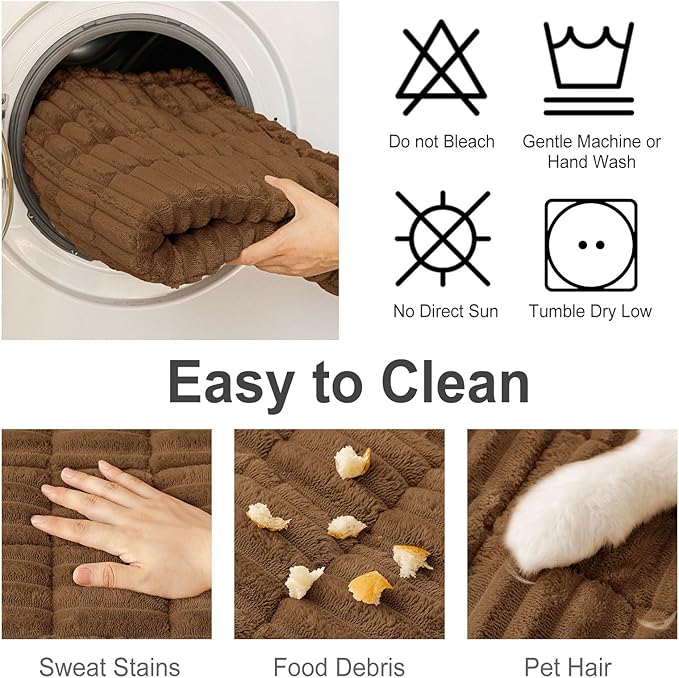 hyha Couch Covers for Dogs Washable, Non Slip Plush Dog Sofa Protectors, Fuzzy Pet Couch Covers for 3 Cushion Sofa Pet Friendly (Brown, 27.6" x 47")