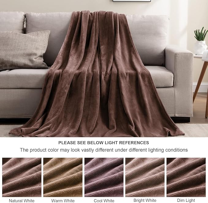BEDELITE Fleece Blanket Brown Full Blankets for Couch & Bed, Luxury Plush Cozy Fuzzy Blanket 84" x 90", Super Soft Warm Lightweight Throw Blanket for Travel Camping