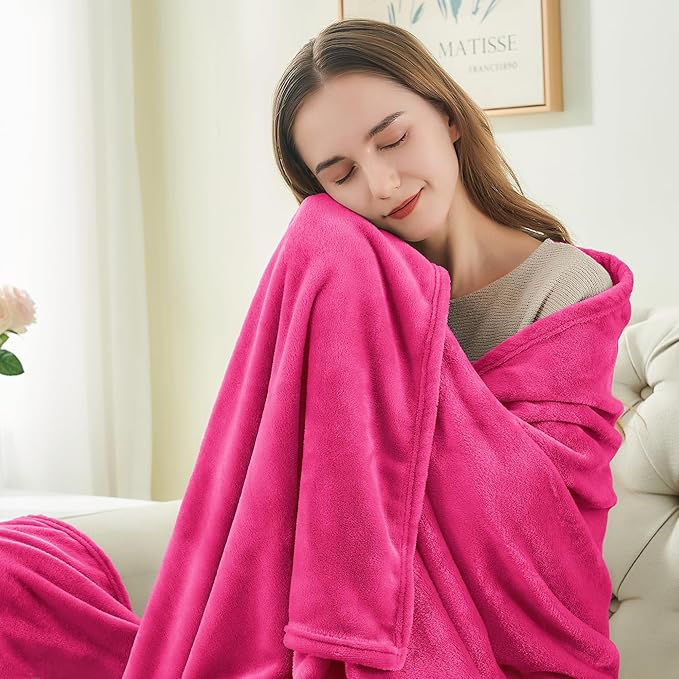 BEDELITE Fleece Blanket Twin Size Hot Pink Valentines Throw Blankets for Couch & Bed, 300GSM Luxury Plush Cozy Fuzzy Blanket 60x80 inches, Super Soft Warm Lightweight Throw Blanket for Travel Camping