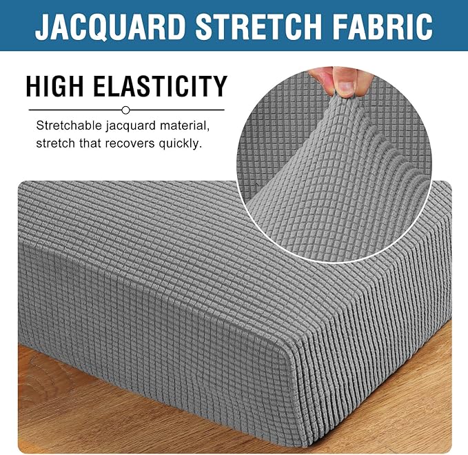 H.VERSAILTEX High Stretch Couch Cushion Covers,Chair Sofa Seat Slipcovers Couch Cushion Cover Stretch Furniture Protector for Kids, Pets(2 Packs Cushion Loveseat Covers, Dove)