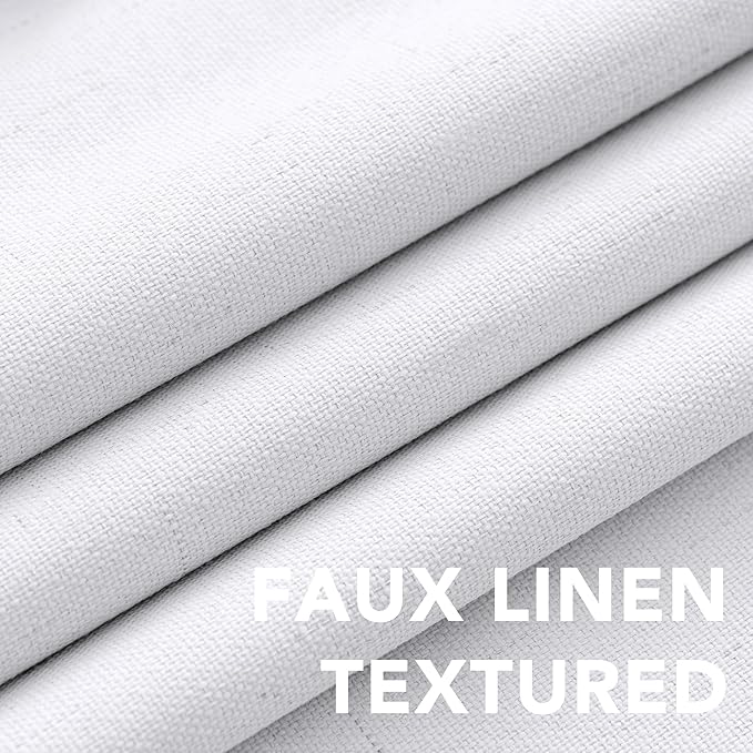 H.VERSAILTEX White Linen Blackout Curtains Durable Thick Textured Linen Look 100% Blackout Patio Door Curtain Anti Rust Grommet Extra Wide Sliding Door Curtain Panel, W100 x L108 inch- Bright White
