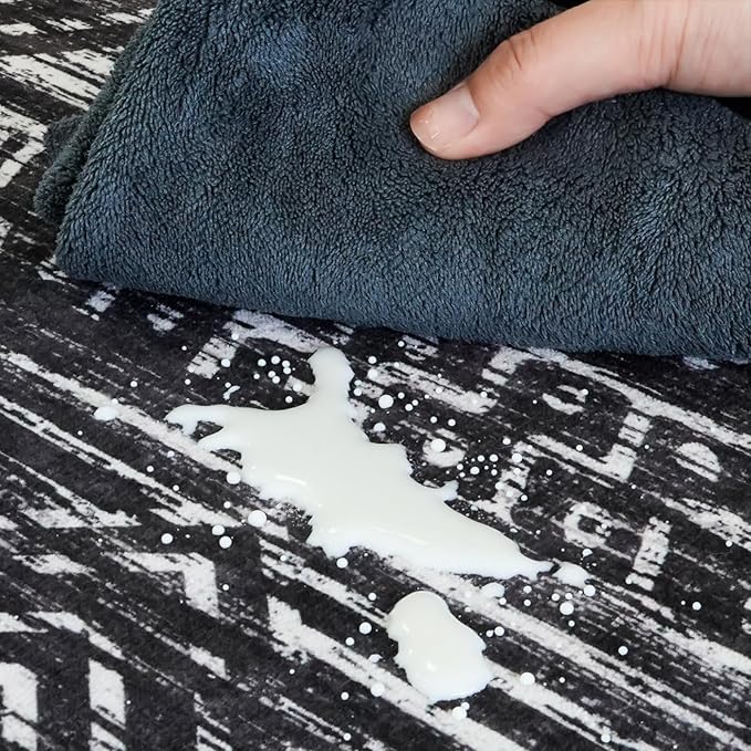 Moroccan 2'6"x8' Hallway Runner Rug - Kitchen Rugs Washable Bedroom Floor Carpet Non-Slip Living Room Rug Rubber Backing Mat Low Pile 2'6"x8' Black