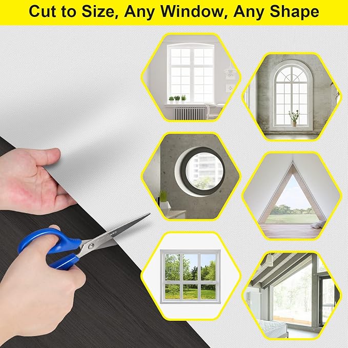 FADOTY Blackout Curtains for Bedroom, Portable 100% Black Out Window Cover Film, Cuttable Blackout Shades Fabric Sheet, No Drill Window Blinds, Sun Heat Light Blocker for Travel Media Dorm, 57'' W