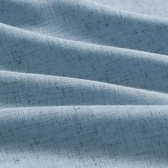 Dusty Blue Linen Curtains 92 Inch Length 2 Panels Set for Living Room Back Tab Rod Pocket Pinch Pleated Window Curtain Drapes Neutral Rustic Farmhouse Decor Dining Room Curtain 92 Inches Long