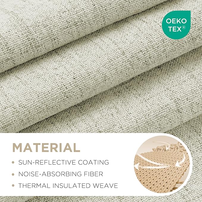 Joydeco Blackout Curtains for Bedroom - 100% Light Blocking 2 Panels Light Beige Drapes 66"W x 108"L, Thermal Insulated Room Darkening Curtains, Linen Textured for Living Room, Rod Pocket & Back Tabs