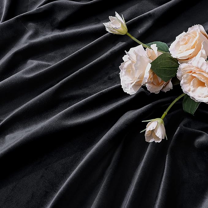 MIULEE Black Velvet Curtains 84 inches 2 Panels - Luxury Blackout Curtains for Bedroom Living Room Thermal Insulated Super Soft Window Drapes Rod Pocket & Back Tab, Halloween Decor, W52 x L84 inches