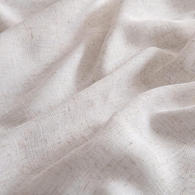 MIULEE Natural White Linen Curtains 90 Inch Length 2 Panels for Bedroom Living Room, Soft Thick Linen Textured Window Drapes Semi Sheer Light Filtering Back Tab Rod Pocket Burlap Look Decor, W37xL90
