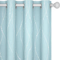 Deconovo Blackout Curtains, Thermal Insulated Soundproof Grommet Drapes, Wave Dot Foil Print, 52 x 45 Inch, Set of 2, Machine Washable Window Panel for Bedroom Living Room Nursery Kitchen, Light Blue
