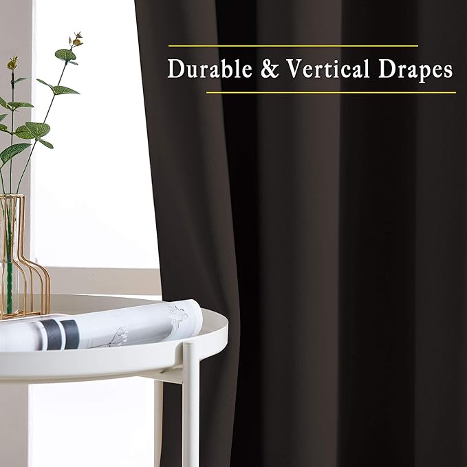 NICETOWN Bedroom Curtains 78 inch Length - Grommet Privacy Window Curtains & Drapes Light Blocking Sound Reducing Window Treatments for Living Room (Toffee Brown, 2 Panels, W52 x L78)