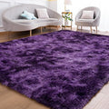 Goideal Fluffy Rug for Bedroom Living Room, 3x5 Purple Area Rugs, Faux Fur Shag Modern Carpet Ultra Soft Girls Boys Room Home Decor, Tie-Dyed