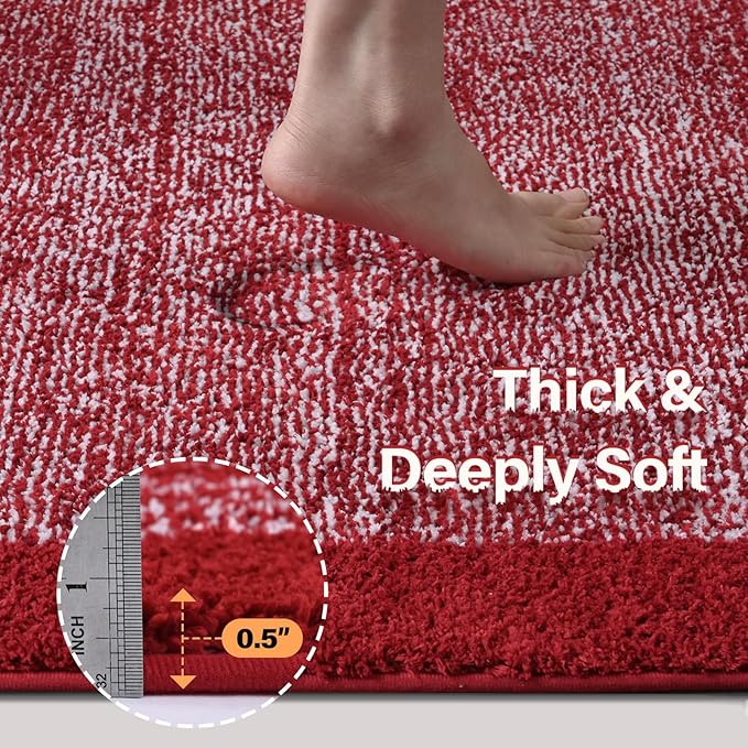 70x24 Long Bathroom Rugs Washable Non Slip, Red Bath Mat for Bathroom Floor Tub, Soft Absorbent Quick Dry Mats for Shower, Bathtub,Home Decor