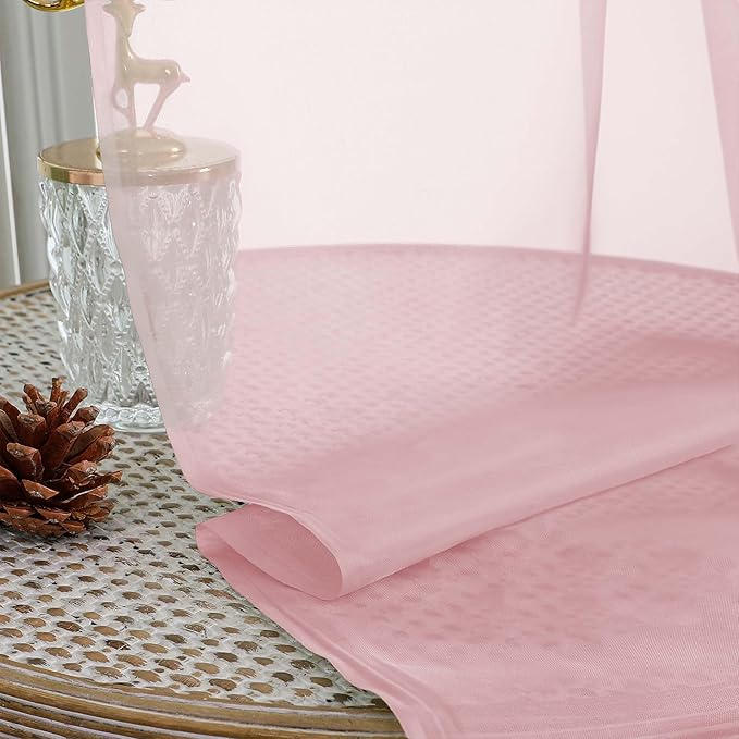 OWENIE Blush Sheer Curtains 72 Inches Long 2 Panels Set, Transparent Voile Sheer Curtain for Living Room Bedroom Window Sliding Glass Door Treatment, 59 x 72 Inch, Blush