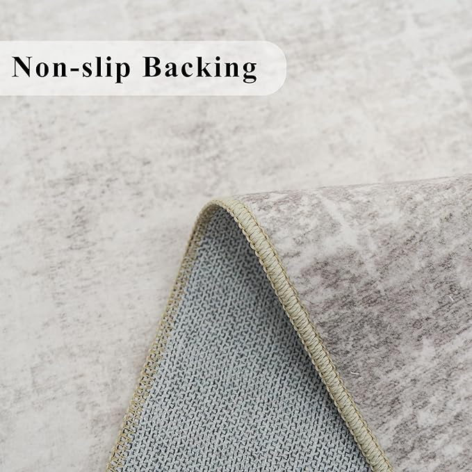 HY HAOYUNLAI 2'6x12 Runner Rugs for Hallways - Soft Kitchen Rug Non-Slip Rug Runner with Rubber Backing Washable Non Shedding Soft Beside Carpet for Bedroom Abstract Home Decor(2'6x12,Beige/Cream
