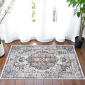 Hallway Washable Runner Rug - 2x3 Kitchen Rugs Entryway Rug Runner Vintage Soft Floor Mat Non Slip Indoor Farmhouse Carpet for Bathroom Living Room Bedroom (2 X 3, Brick)