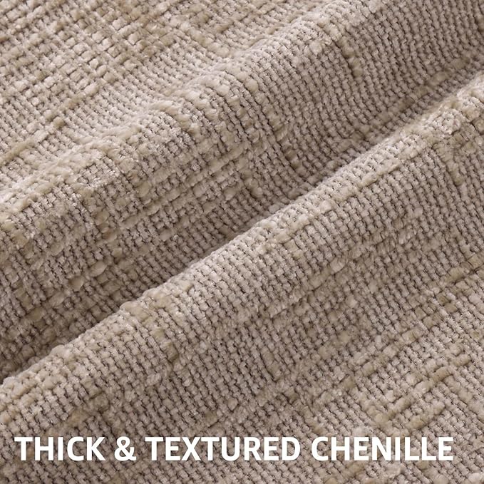 decorUhome Oatmeal Chenille Euro Sham Throw Pillow Covers 24x24 Set of 2 Textured Soft Cozy Slubby Couch Pillow Covers Modern Farmhouse Boho Decorative Pillow Cases for Bed Sofa Living Room