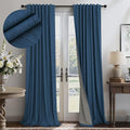Navy Blue Curtains 108 Inches Long 2 Panel Faux Linen Nautical Modern Farmhouse Blackout Curtain for Bedroom Dining Living Room Divider Drapes Sun Heat Light Blocking Ceiling to Floor Length Dark Blue