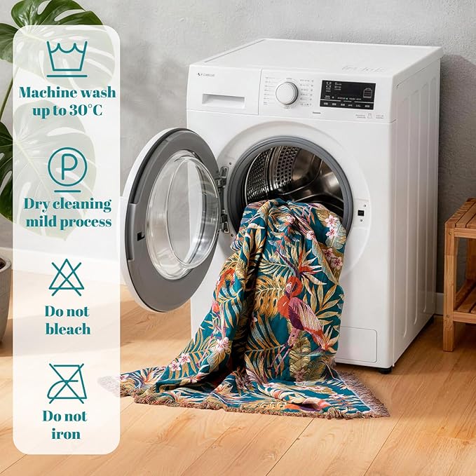 MSGKV Boho Throw Blanket for Bed 60"x80" 100% Cotton Jungle Animal Couch Blanket Spring Breathable Lightweight Twin Size Blankets for Sofa Home Decor Muslin All Seasons